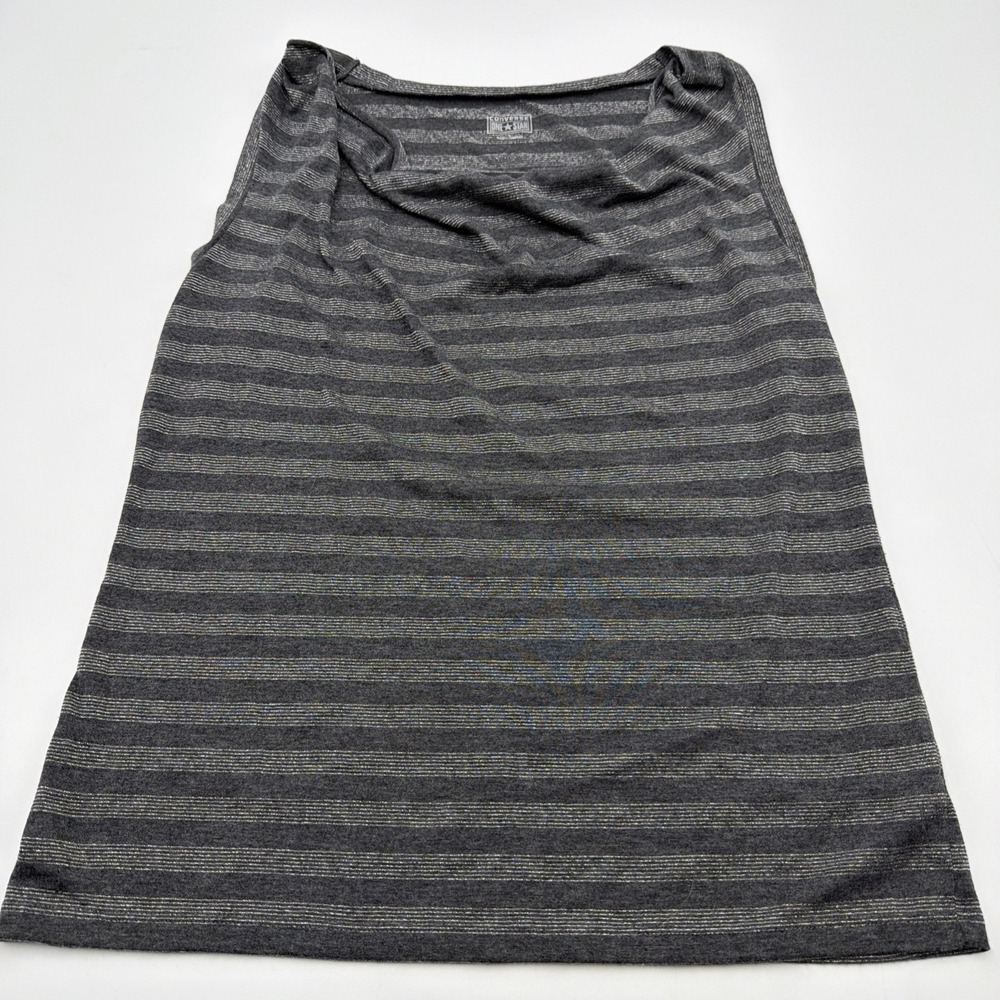 Converse One Star Sleeveless Mock Neck Blouse Gray Stripe Women's Size Large Y2K